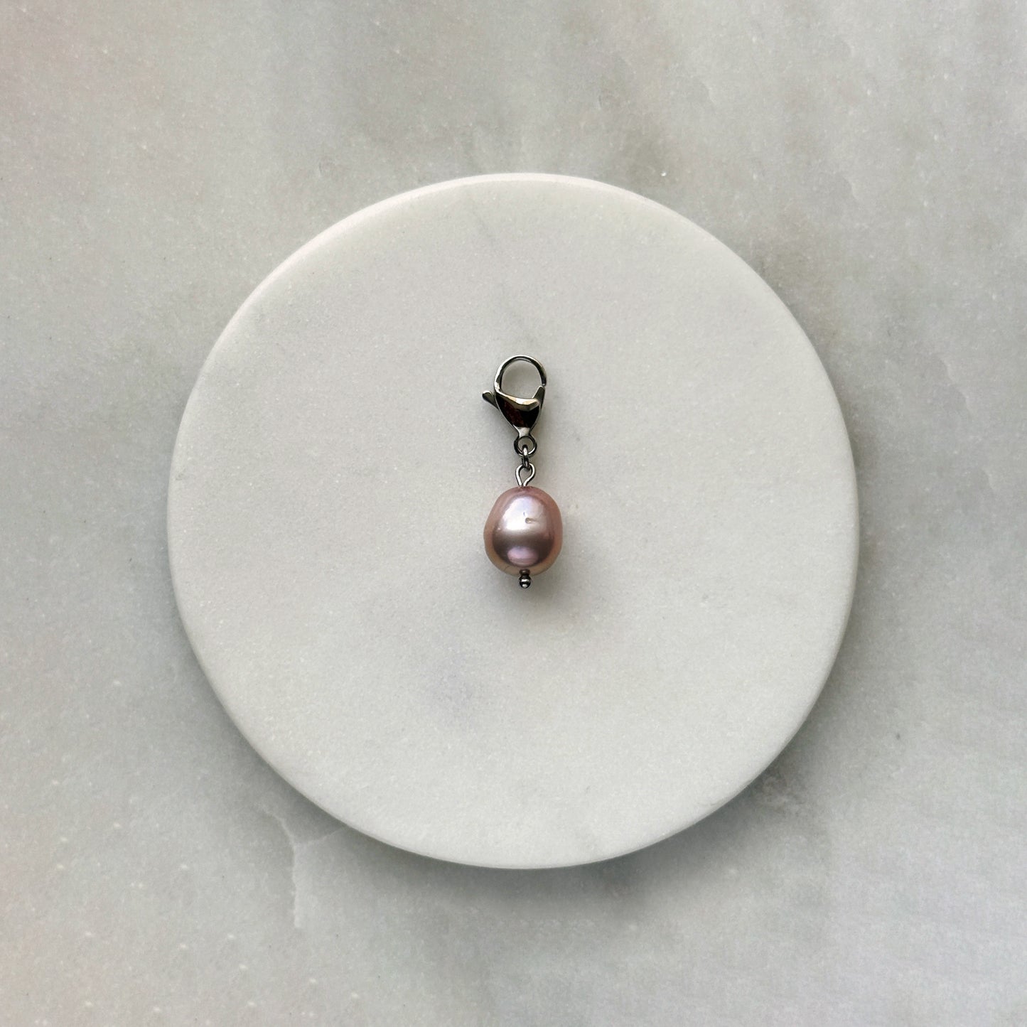 Smoky Pink Pearl Silver Carabiner