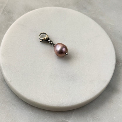 Smoky Pink Pearl Silver Carabiner