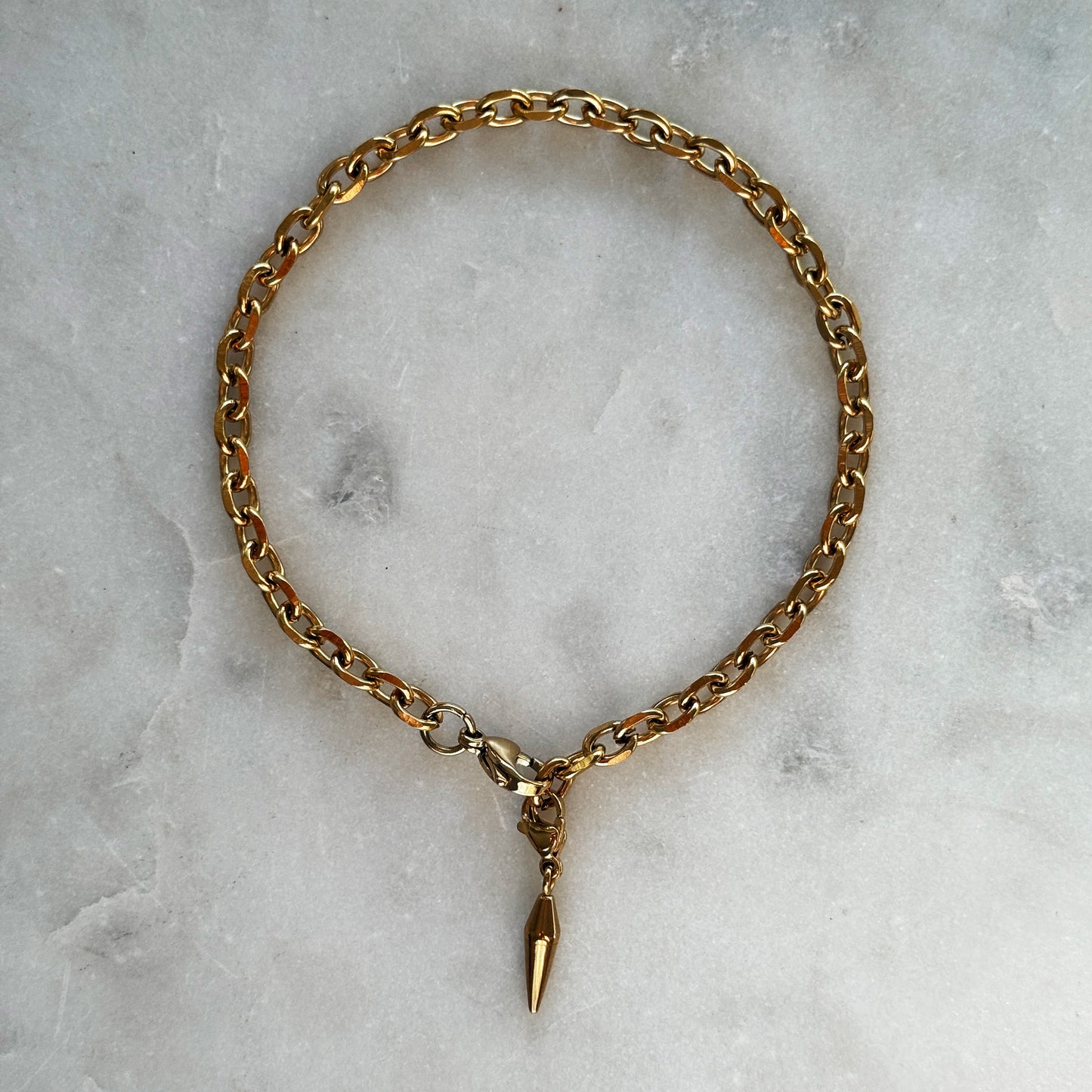 Gold Spiked Pendant Anklets