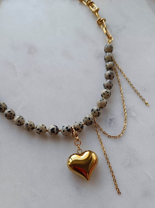 Spotted Gold Heart Necklace