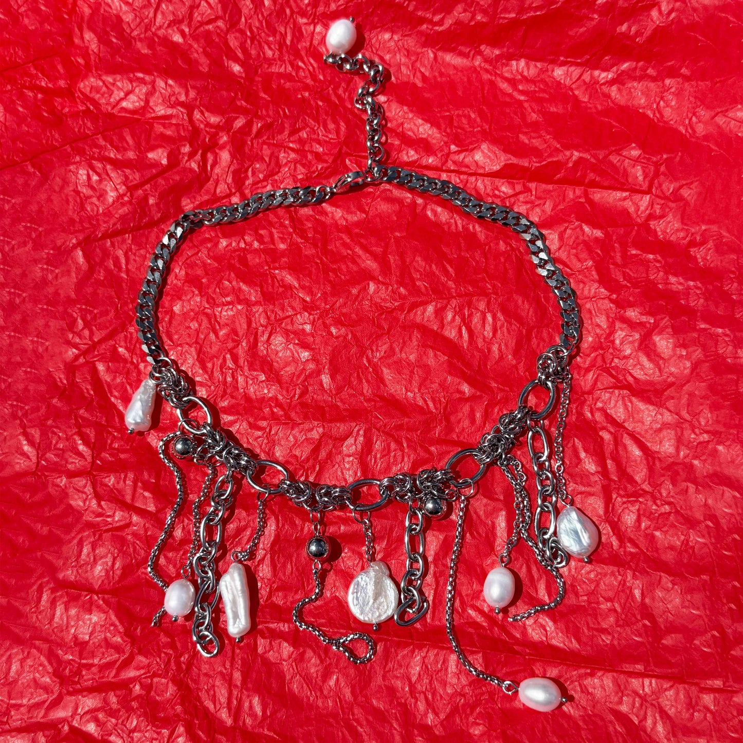 Black Pearl Fringe Necklace