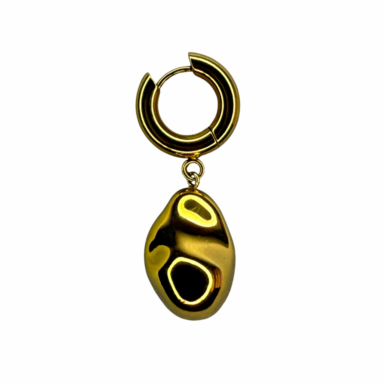 A Single Earring With A Gold Pearl Pendant