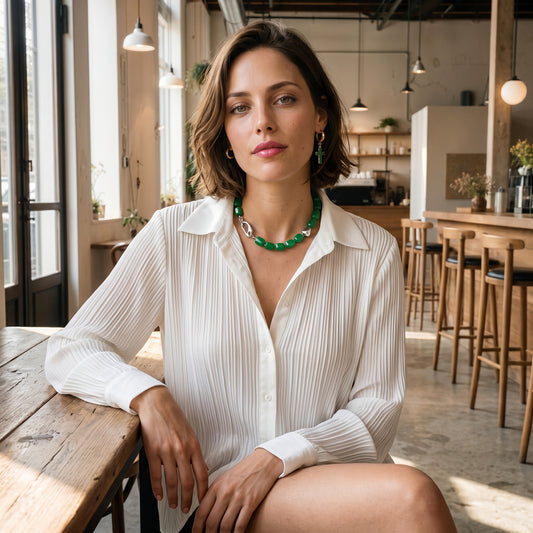 Earthly Elegance Statement Necklace with Steel