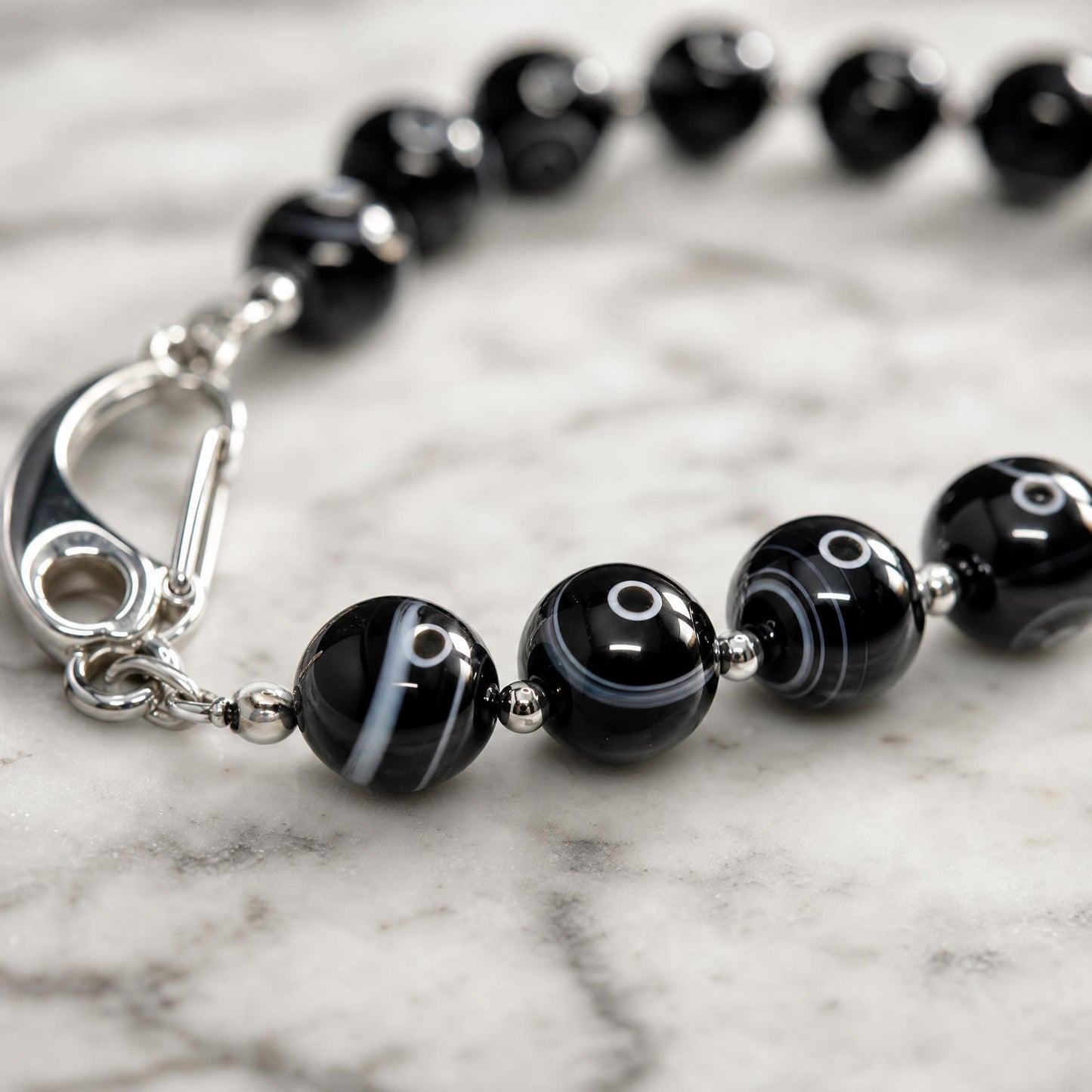 Black Agate Necklace - 16 mm