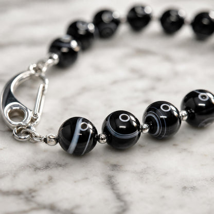 Black Agate Necklace - 16 mm