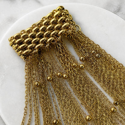 Gold Chainmail Ring With Fringe