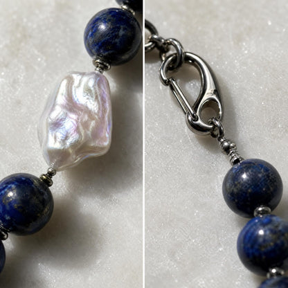 Lazurite & Baroque Pearl Choker