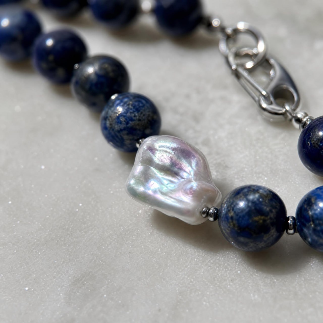 Lazurite & Baroque Pearl Choker