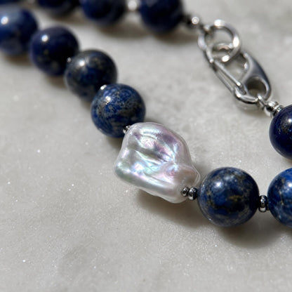 Lazurite & Baroque Pearl Choker