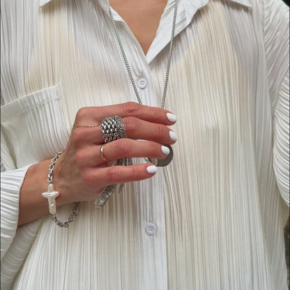 Silver Long Engraved Pendant Chain
