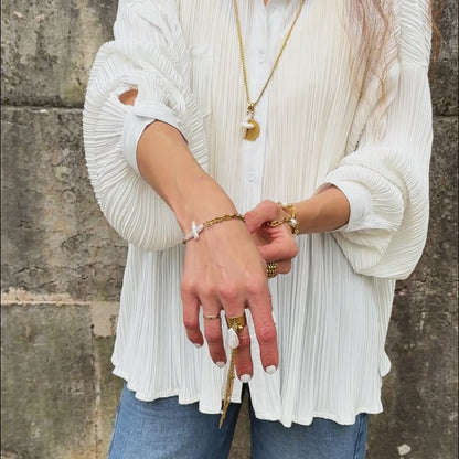 Pearl Cross Gold Chain Bracelet