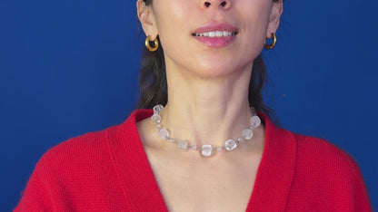 Necklace Rock Crystal Cubes With Balls