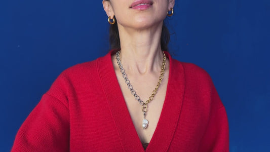 Necklace Bicolor With White Pearl