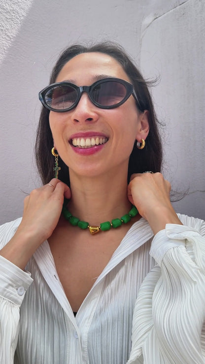 Earthly Elegance Statement Necklace with Gold