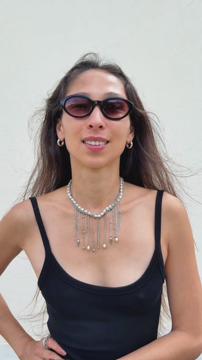Silver Pearl Rain Necklace