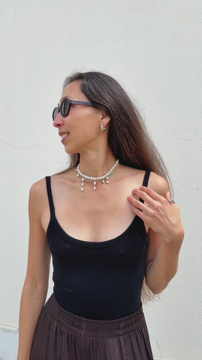 Necklace White Pearl With Pendants From White Pearls