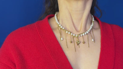 Choker From Pearl With Heart